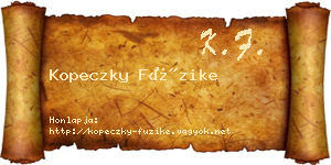 Kopeczky Füzike névjegykártya
